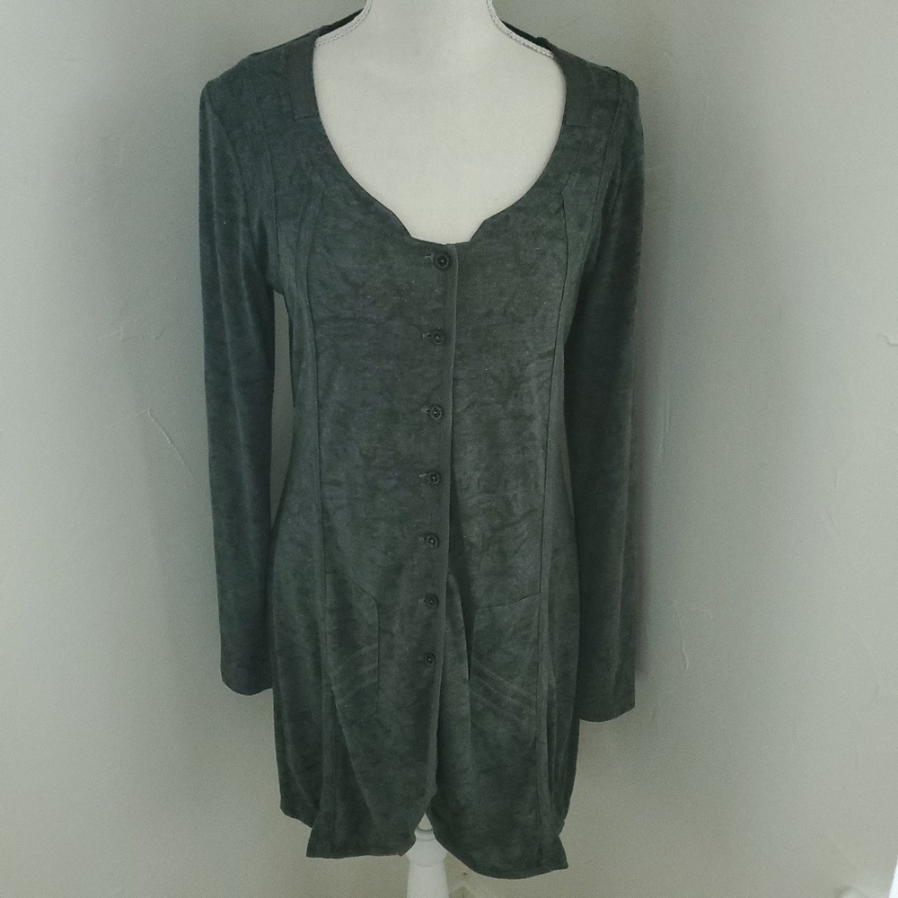 Yest Henley Style Sparkle Gray Tunic sz 8